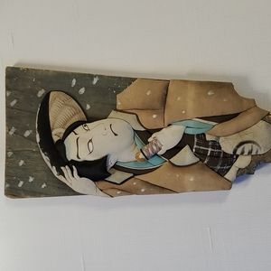 Vintage Antique Japanese Hagoita Ukiyo-e Style Samurai
